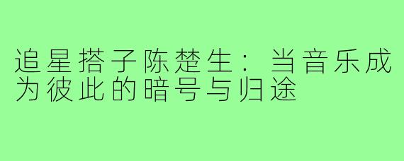 追星搭子陈楚生：当音乐成为彼此的暗号与归途