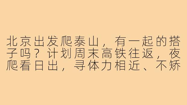 北京出发爬泰山，有一起的搭子吗？计划周末高铁往返，夜爬看日出，寻体力相近、不矫情的伙伴同行，互相拍照照应～-北京出发泰山搭子