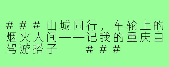 ###山城同行，车轮上的烟火人间——记我的重庆自驾游搭子

###