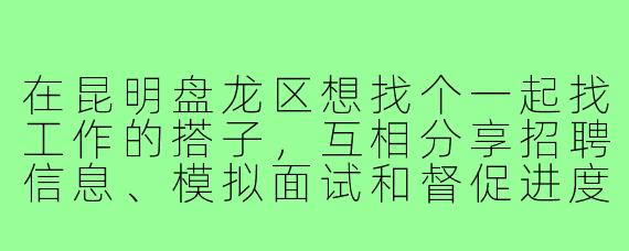 在昆明盘龙区想找个一起找工作的搭子，互相分享招聘信息、模拟面试和督促进度，有没有小伙伴愿意组队？