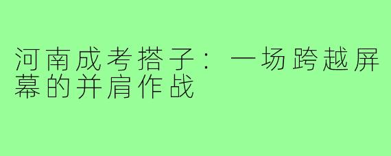 河南成考搭子：一场跨越屏幕的并肩作战