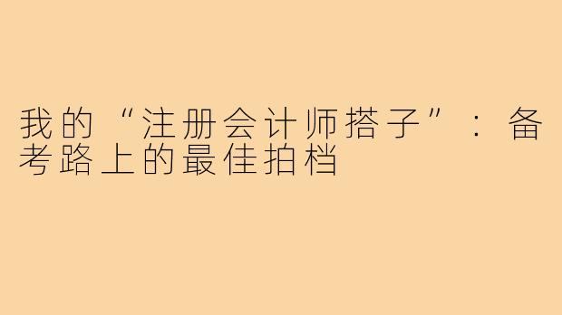 我的“注册会计师搭子”：备考路上的最佳拍档