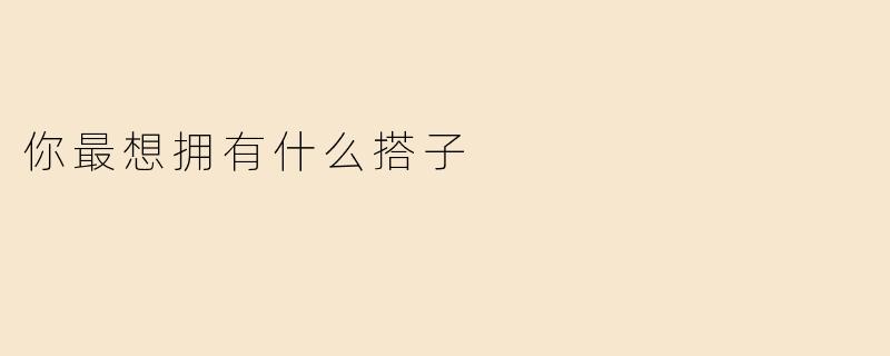 你最想拥有什么搭子