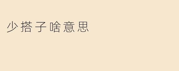 少搭子啥意思