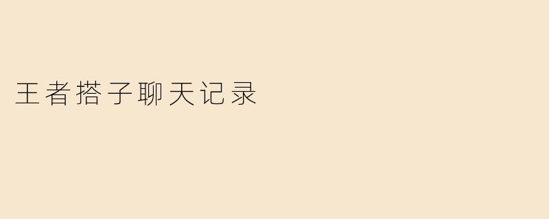 王者搭子聊天记录