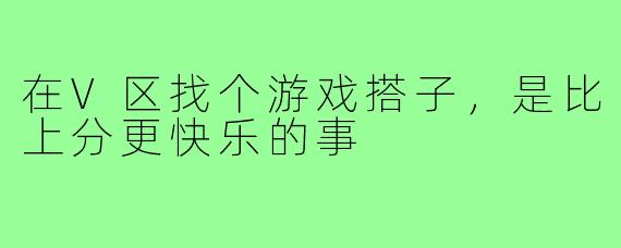 在V区找个游戏搭子，是比上分更快乐的事