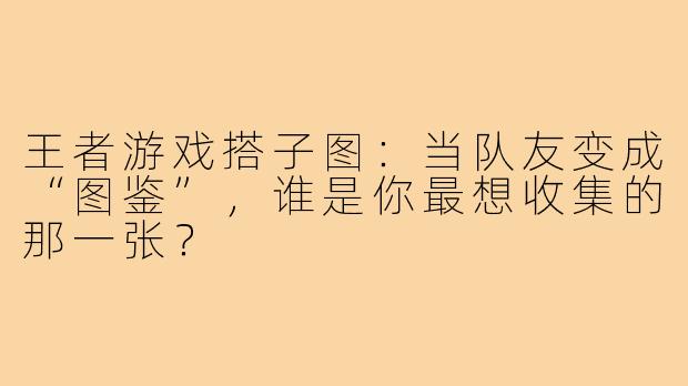 王者游戏搭子图:当队友变成“图鉴”,谁是你最想收集的那一张?