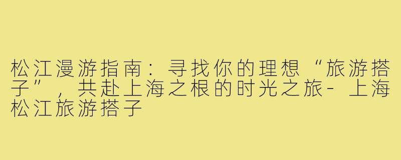 松江漫游指南：寻找你的理想“旅游搭子”，共赴上海之根的时光之旅-上海松江旅游搭子