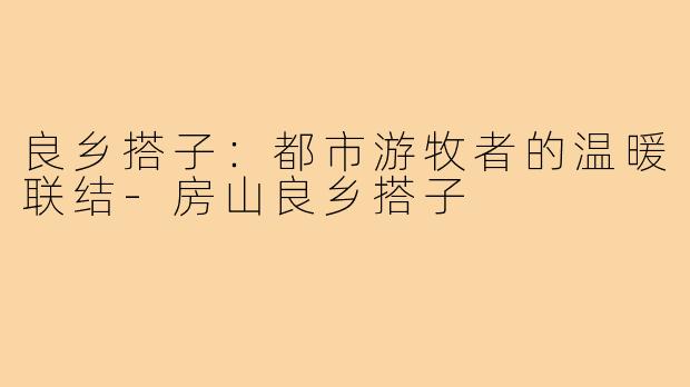 良乡搭子:都市游牧者的温暖联结-房山良乡搭子