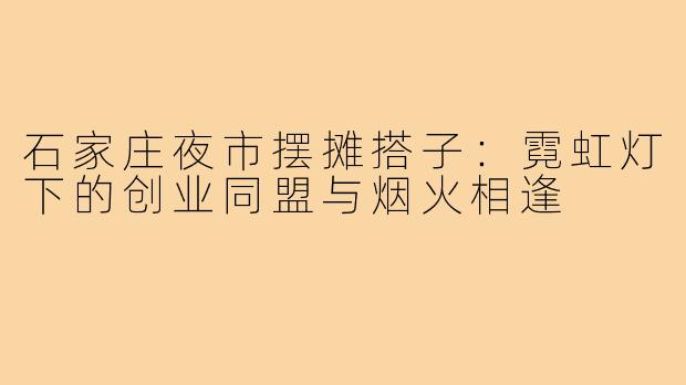 石家庄夜市摆摊搭子：霓虹灯下的创业同盟与烟火相逢