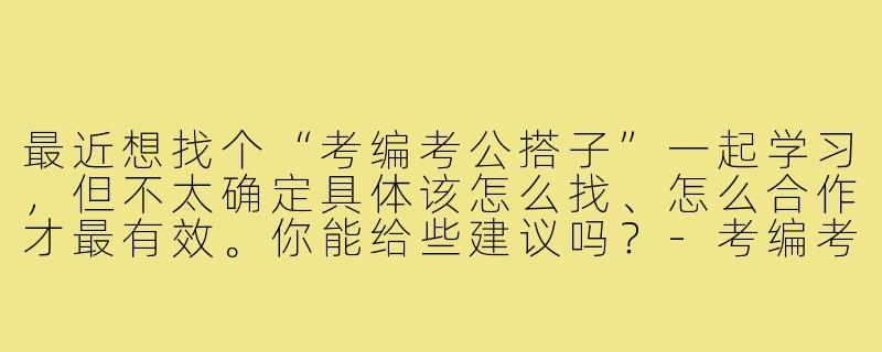最近想找个“考编考公搭子”一起学习，但不太确定具体该怎么找、怎么合作才最有效。你能给些建议吗？