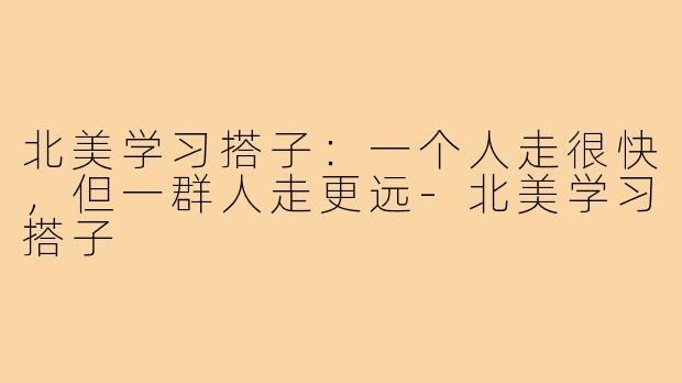 北美学习搭子：一个人走很快，但一群人走更远-北美学习搭子