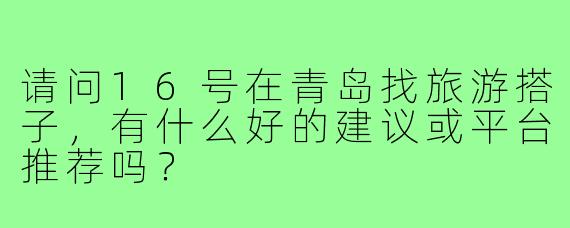 请问16号在青岛找旅游搭子，有什么好的建议或平台推荐吗？