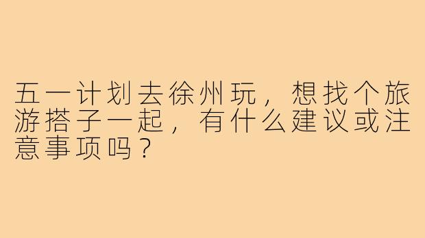 五一计划去徐州玩，想找个旅游搭子一起，有什么建议或注意事项吗？