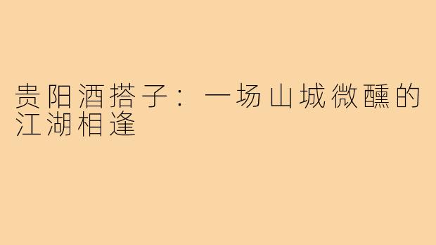 贵阳酒搭子：一场山城微醺的江湖相逢