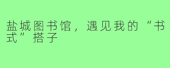 盐城图书馆，遇见我的“书式”搭子