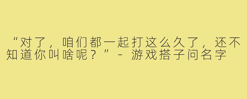 “对了,咱们都一起打这么久了,还不知道你叫啥呢?”-游戏搭子问名字