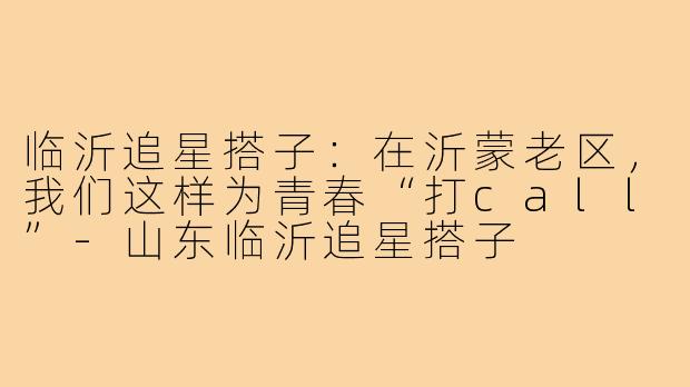 临沂追星搭子：在沂蒙老区，我们这样为青春“打call”-山东临沂追星搭子