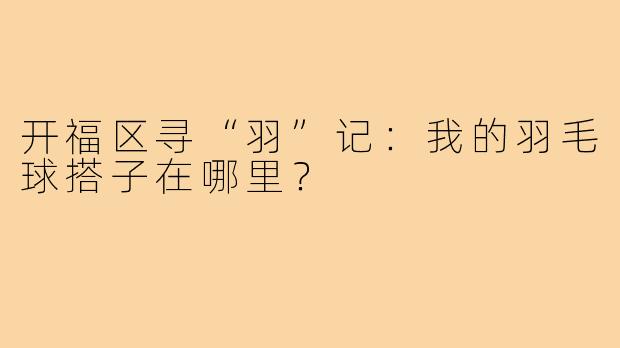 开福区寻“羽”记：我的羽毛球搭子在哪里？