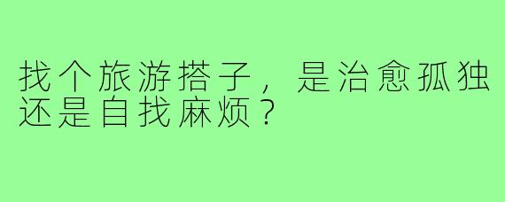 找个旅游搭子，是治愈孤独还是自找麻烦？