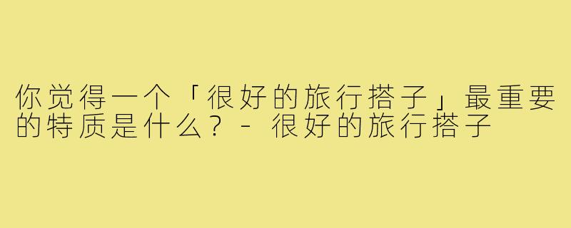 你觉得一个「很好的旅行搭子」最重要的特质是什么？