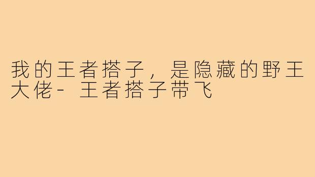 我的王者搭子,是隐藏的野王大佬-王者搭子带飞