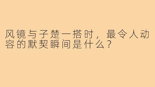 风镜与子楚一搭时,最令人动容的默契瞬间是什么?