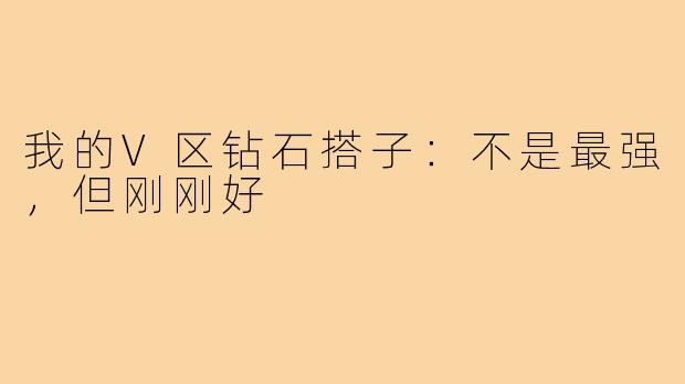 我的V区钻石搭子：不是最强，但刚刚好