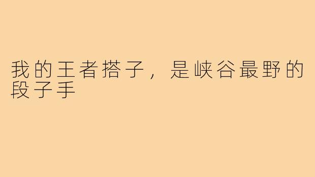我的王者搭子，是峡谷最野的段子手