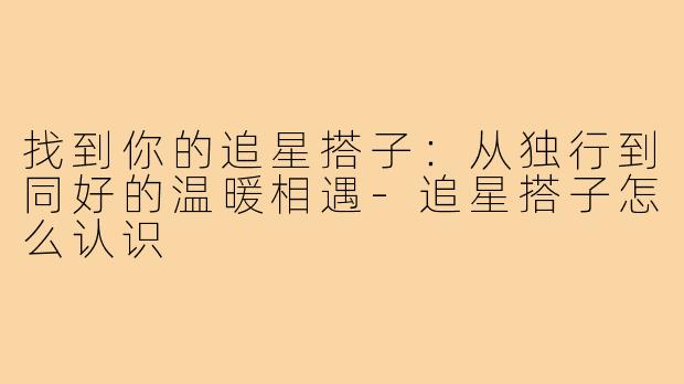 找到你的追星搭子:从独行到同好的温暖相遇-追星搭子怎么认识
