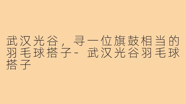 武汉光谷,寻一位旗鼓相当的羽毛球搭子-武汉光谷羽毛球搭子