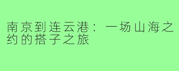 南京到连云港：一场山海之约的搭子之旅