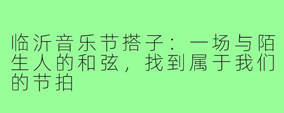 临沂音乐节搭子：一场与陌生人的和弦，找到属于我们的节拍