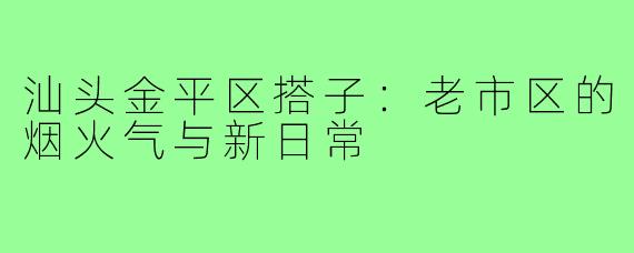 汕头金平区搭子：老市区的烟火气与新日常