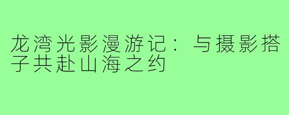 龙湾光影漫游记：与摄影搭子共赴山海之约