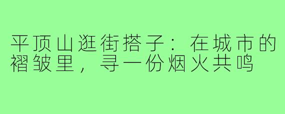 平顶山逛街搭子：在城市的褶皱里，寻一份烟火共鸣