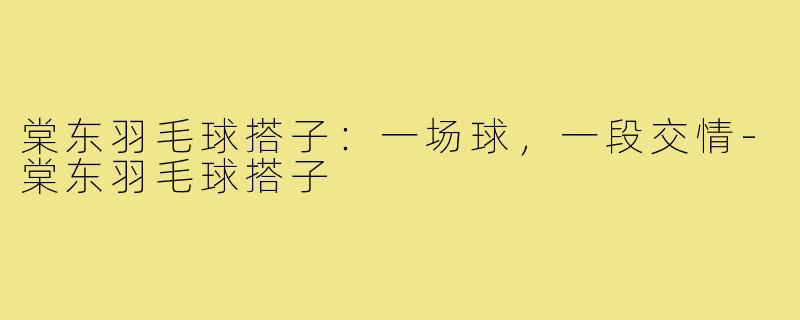棠东羽毛球搭子：一场球，一段交情-棠东羽毛球搭子