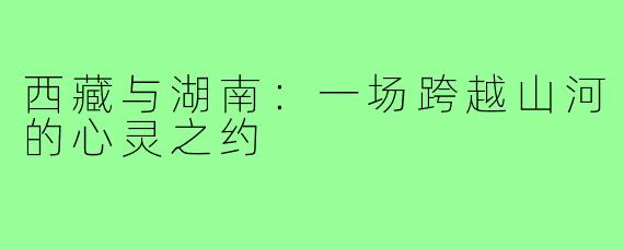 西藏与湖南：一场跨越山河的心灵之约