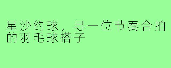 星沙约球,寻一位节奏合拍的羽毛球搭子