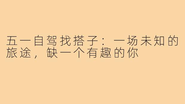 五一自驾找搭子：一场未知的旅途，缺一个有趣的你