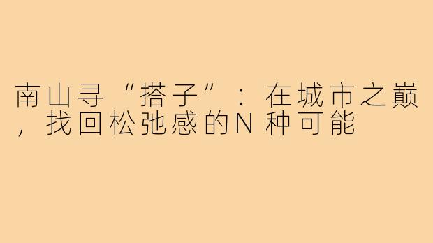 南山寻“搭子”：在城市之巅，找回松弛感的N种可能