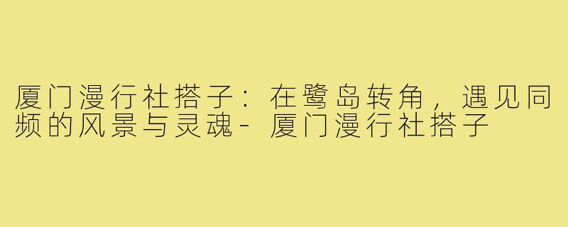 厦门漫行社搭子：在鹭岛转角，遇见同频的风景与灵魂-厦门漫行社搭子