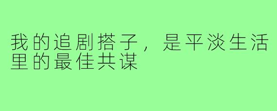 我的追剧搭子，是平淡生活里的最佳共谋