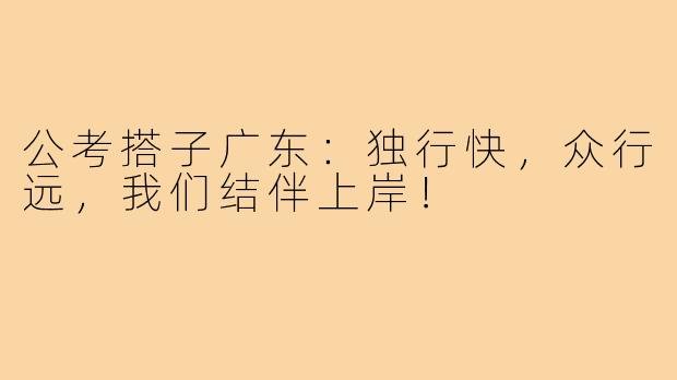公考搭子广东:独行快,众行远,我们结伴上岸!