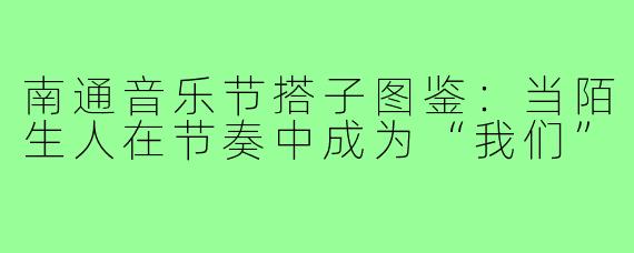 南通音乐节搭子图鉴：当陌生人在节奏中成为“我们”