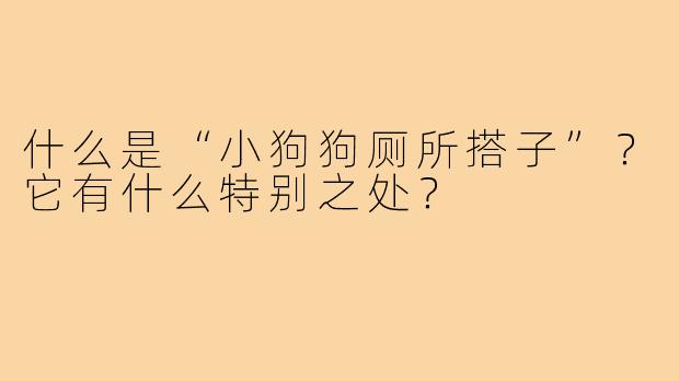 什么是“小狗狗厕所搭子”？它有什么特别之处？