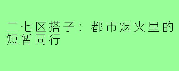 二七区搭子：都市烟火里的短暂同行