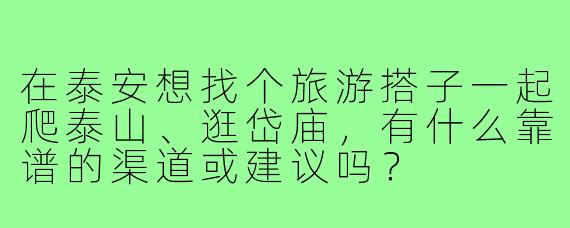 在泰安想找个旅游搭子一起爬泰山、逛岱庙，有什么靠谱的渠道或建议吗？