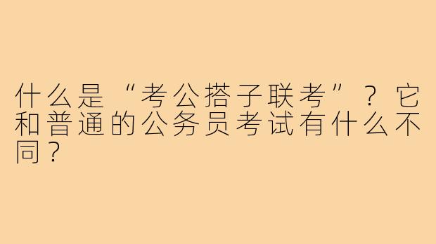 什么是“考公搭子联考”？它和普通的公务员考试有什么不同？