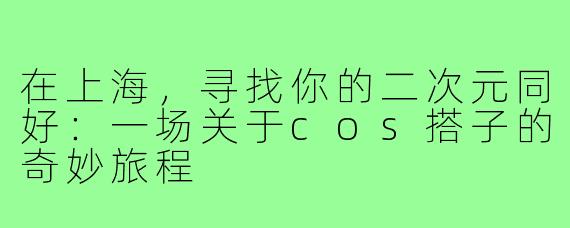 在上海，寻找你的二次元同好：一场关于cos搭子的奇妙旅程